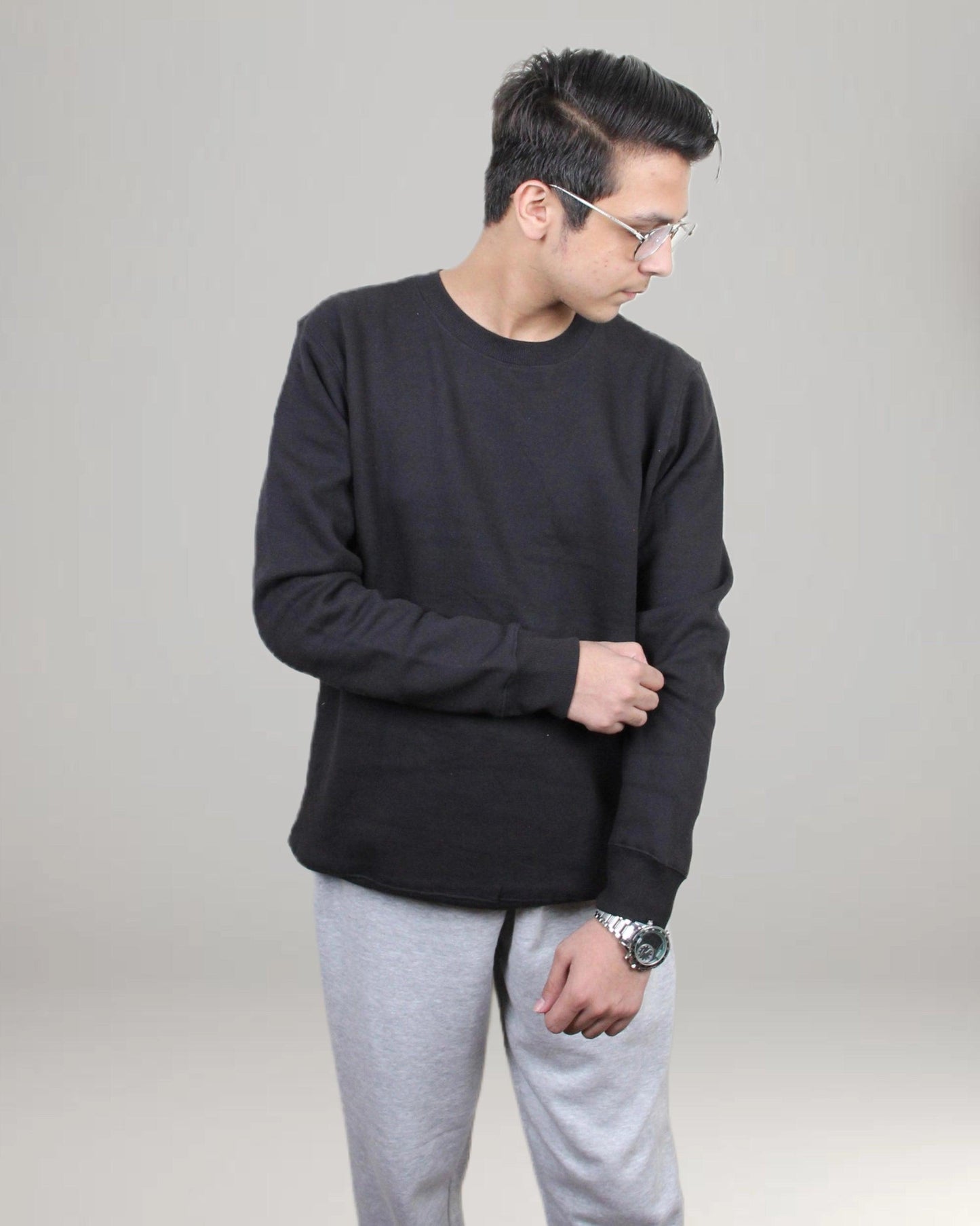 Men's Basic Sweatshirt -  Black