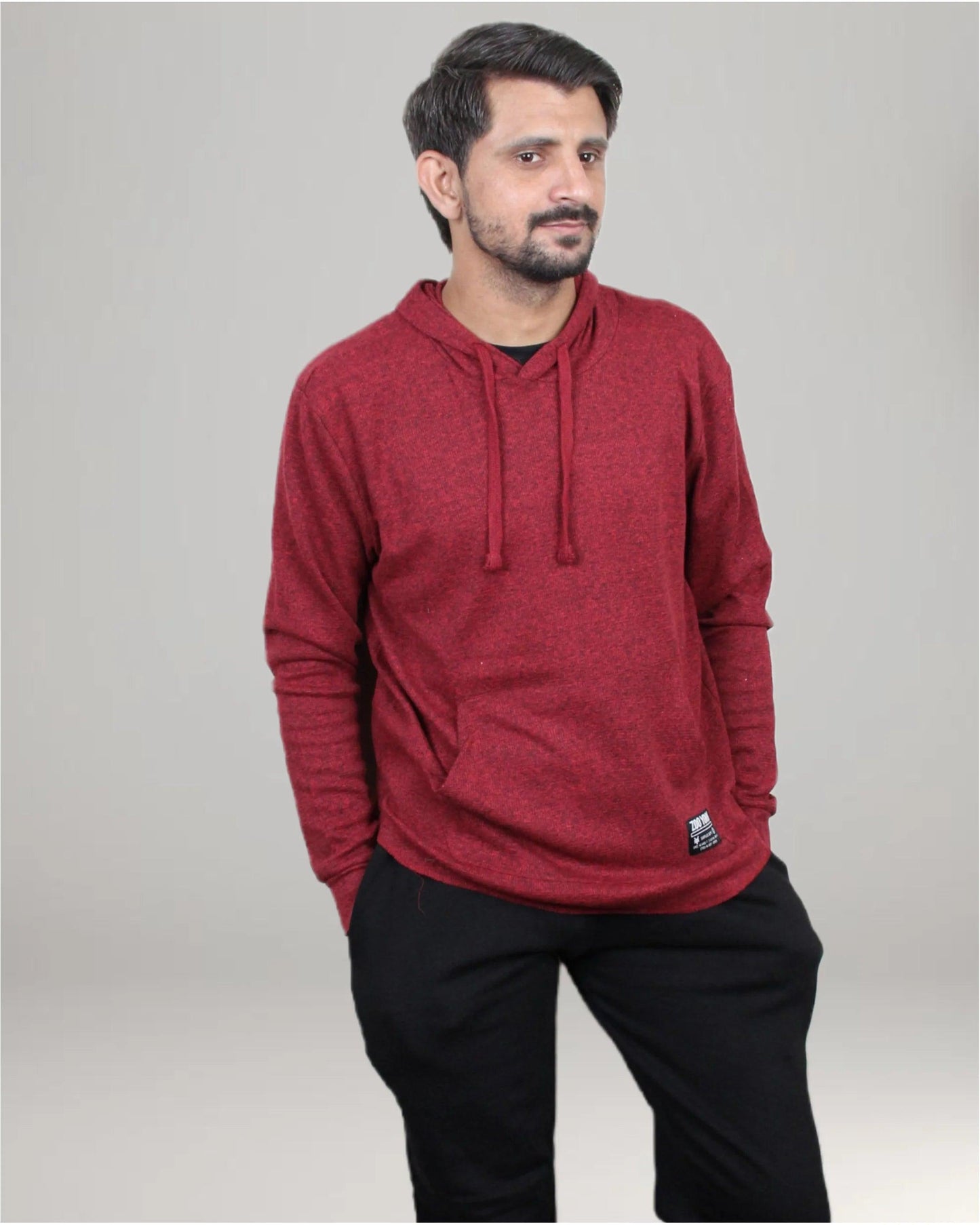 Light Weight Pullover Hoodie - Red Melange