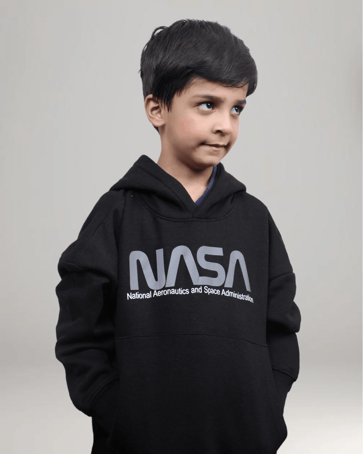 Nasa Printed Hoodie - Black