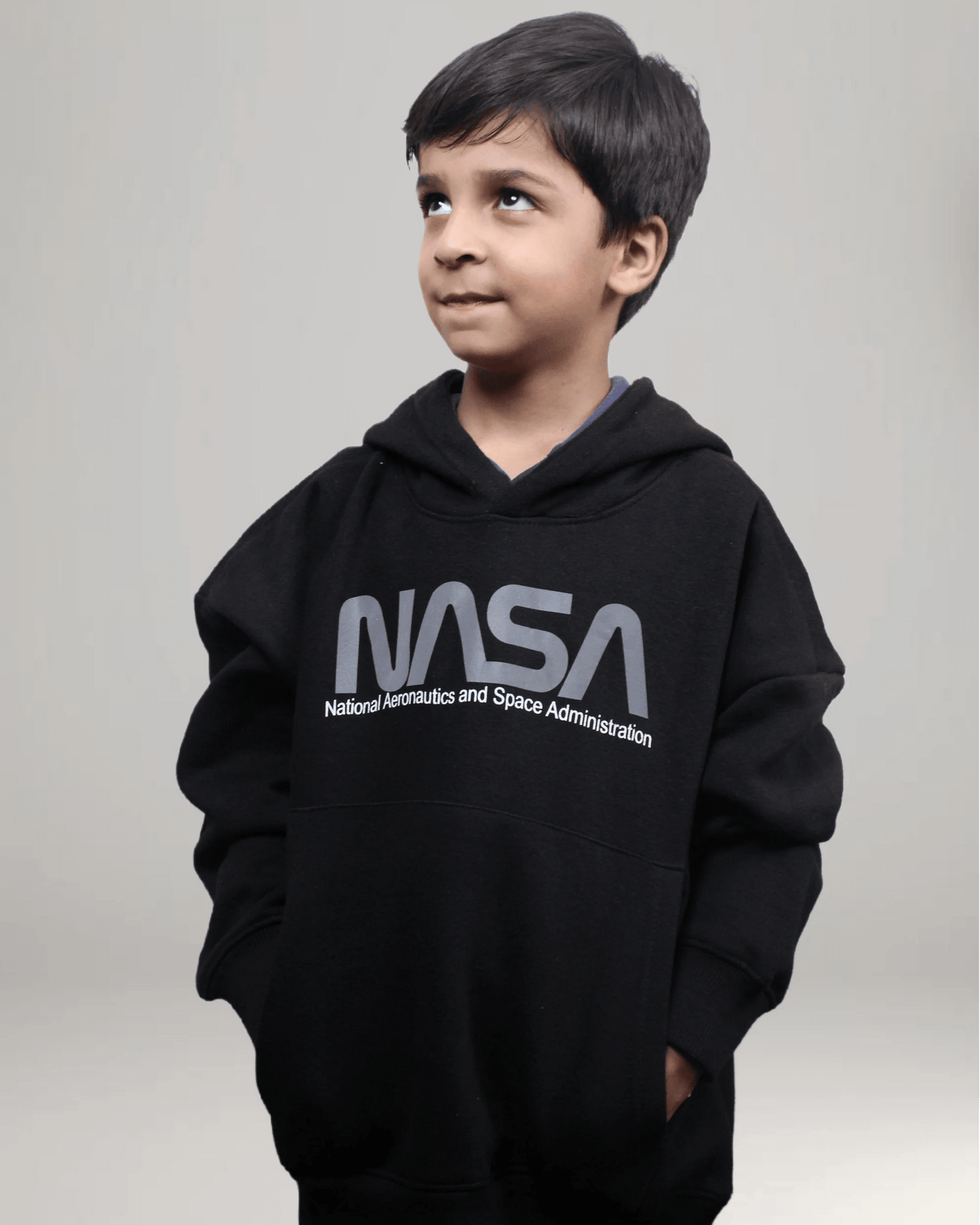 Nasa Printed Hoodie - Black