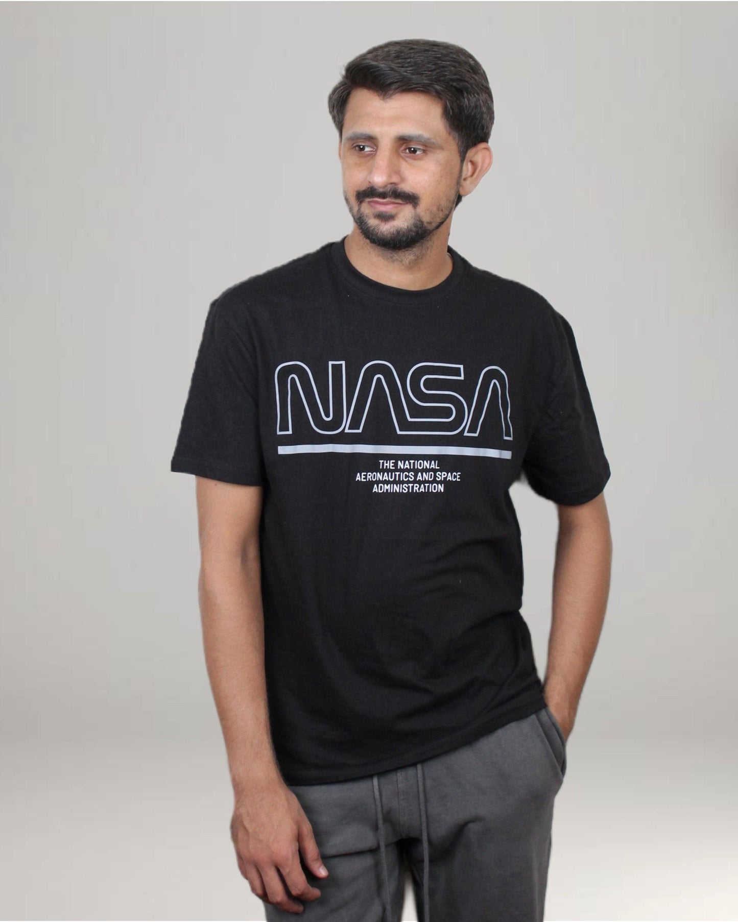 Nasa Printed T-Shirt  - Black