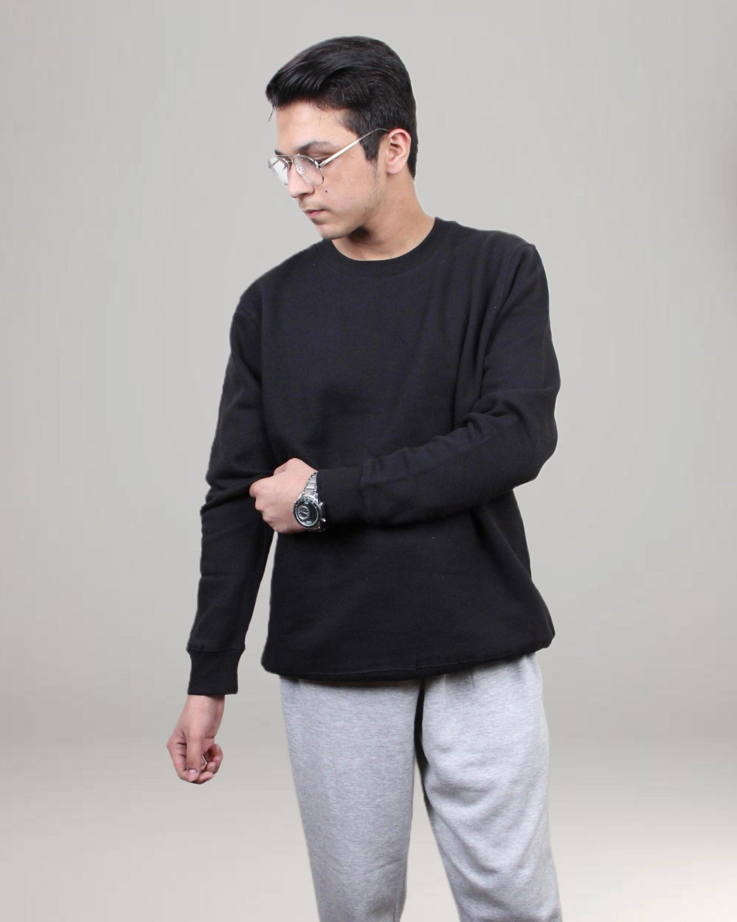 Men's Basic Sweatshirt -  Black