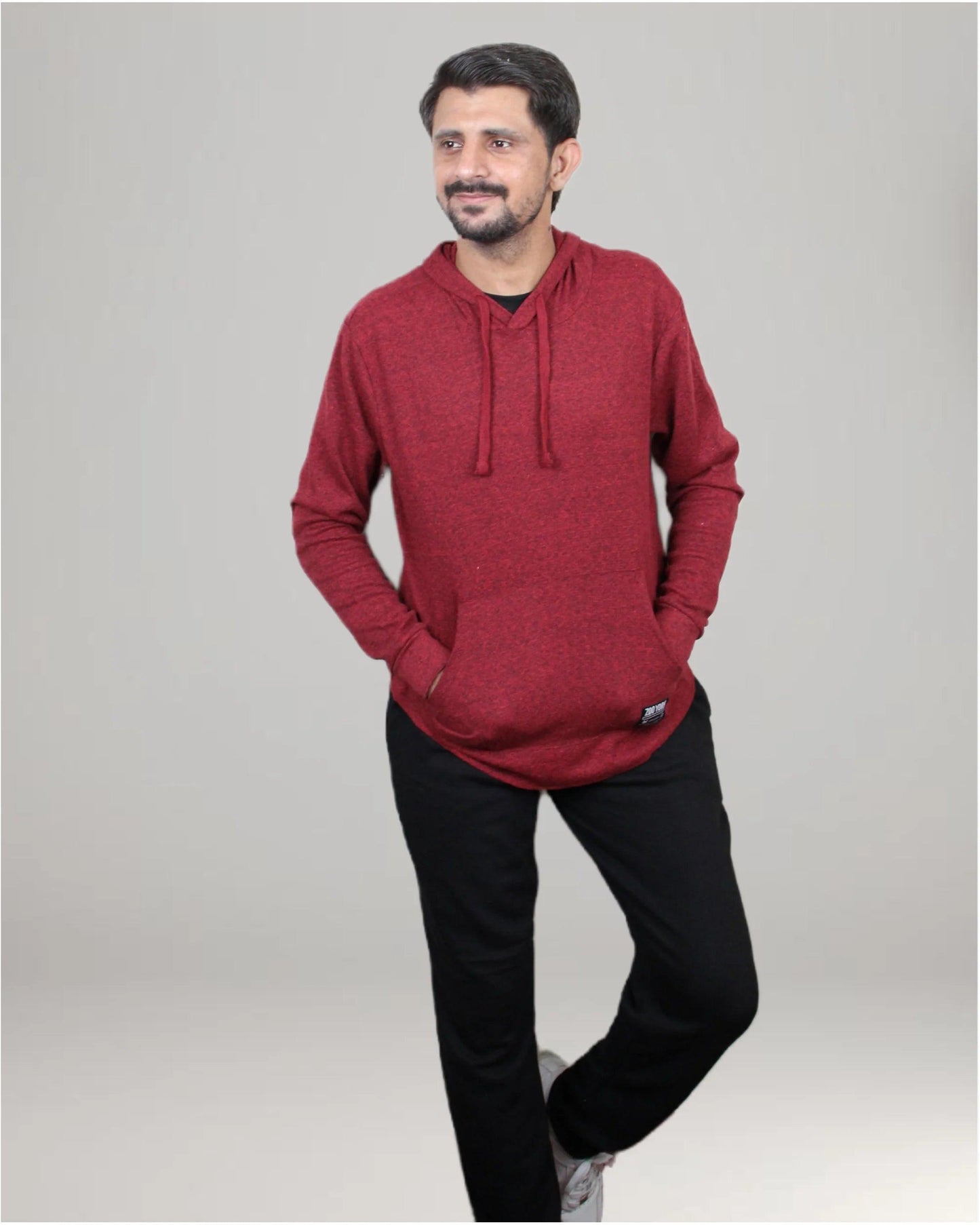 Light Weight Pullover Hoodie - Red Melange